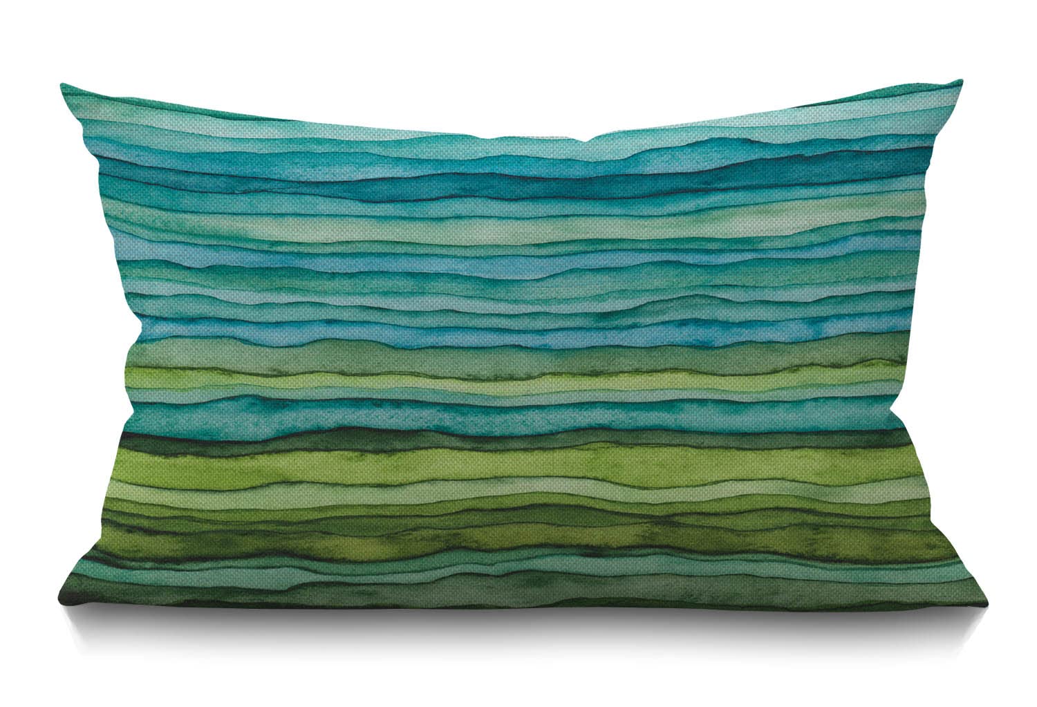 Bgbdeia Multi 318 Watercolor Cushion Cover,Stripped Waves Blue And Green Paint Brush Gradient Marine Sea Splash Cotton Linen Throw Pillow Cover Cushion Cover For Sofa Home Decorative Oblong 30 X 50 Cm 12X20 Inches