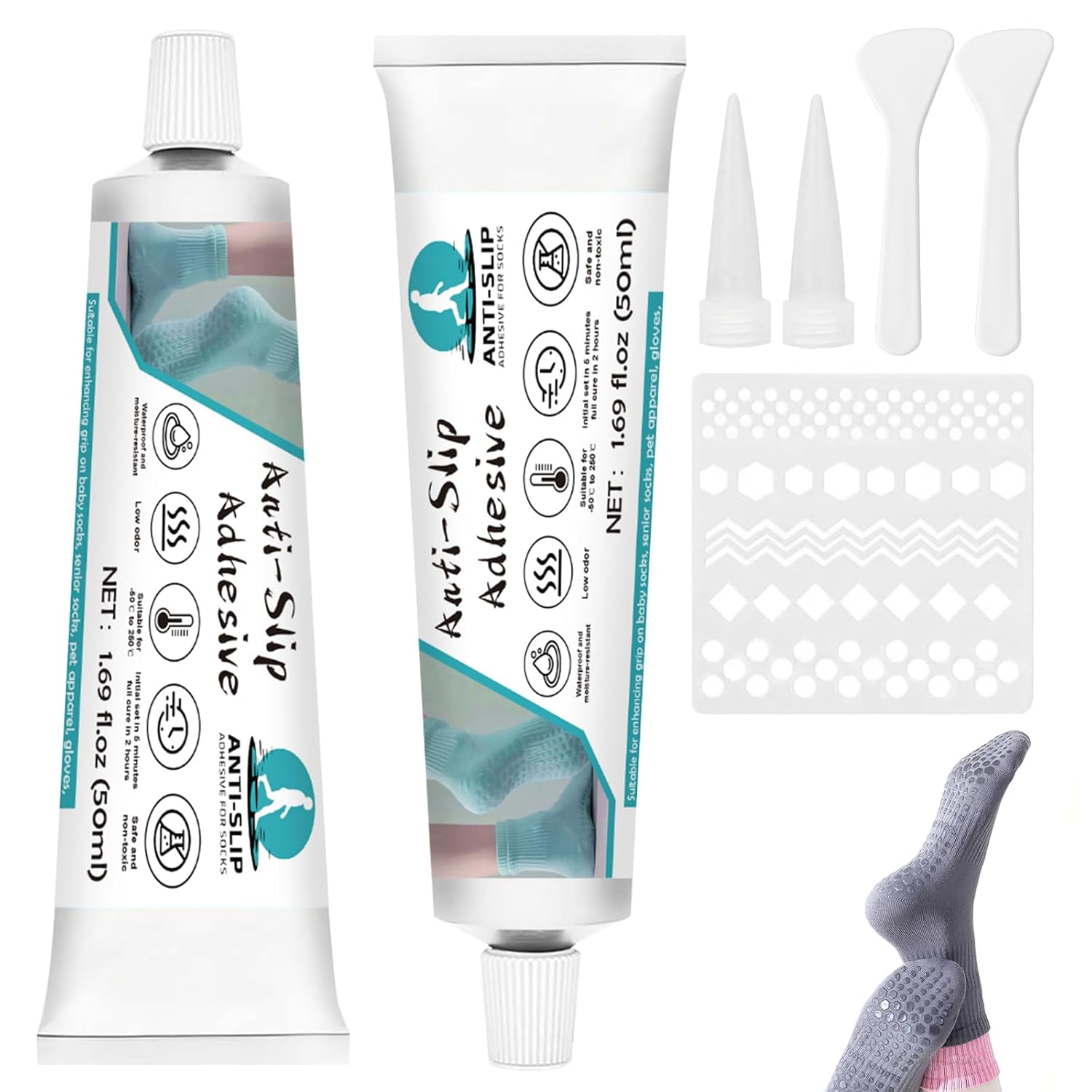 Sock Stop Glue 3.5oz, Clear Waterproof Washable Non-Slip Adhesive for Socks, Pet Socks, Floor Mats & Blankets