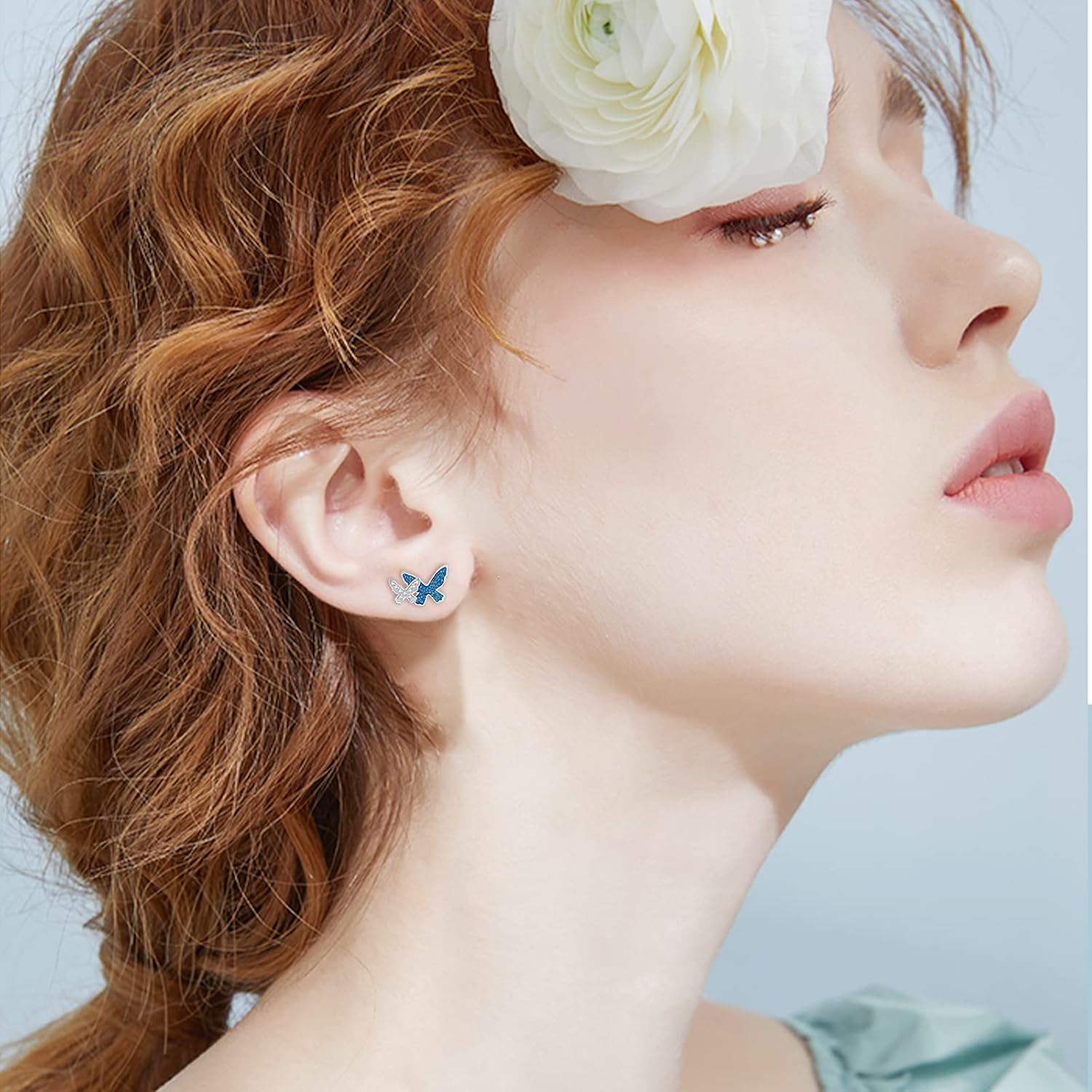 Butterfly Earrings Sterling Silver Blue Butterfly Stud Earrings Mother's Day Butterfly Earrings Studs Hypoallergenic Butterfly Jewelry Gifts for Women