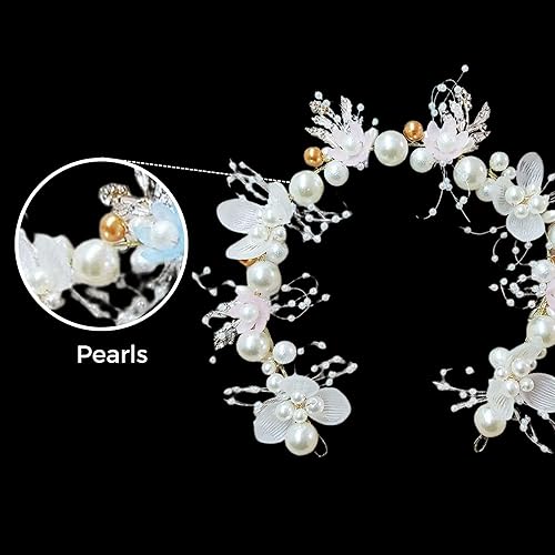 Miniatura 6 de VMila Corona de flores  Accesorios elegantes para el cabello de boda, hermoso tocado de niña de flores, perfecto para damas de honor y niñas de