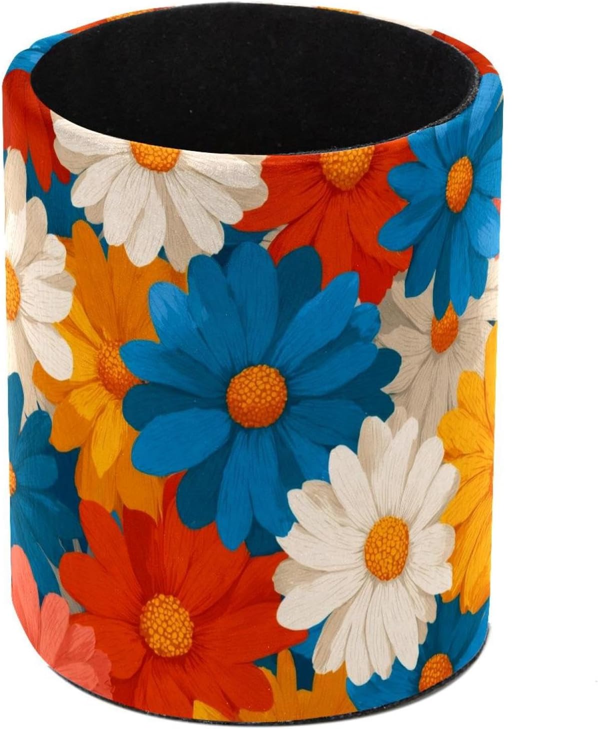 Vcedizo Colorful Daisies Floral Pencil Holder Stand Pen Cup Pot Pen Holders Pouch Decorative Makeup Brush Storage Organization