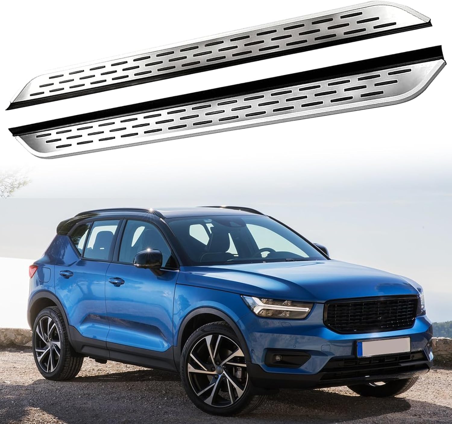 2Pcs Side Steps Pedal Nerf Bars Fits ForVolvo XC40 XC 40 2018-2024 Silver Running Boards