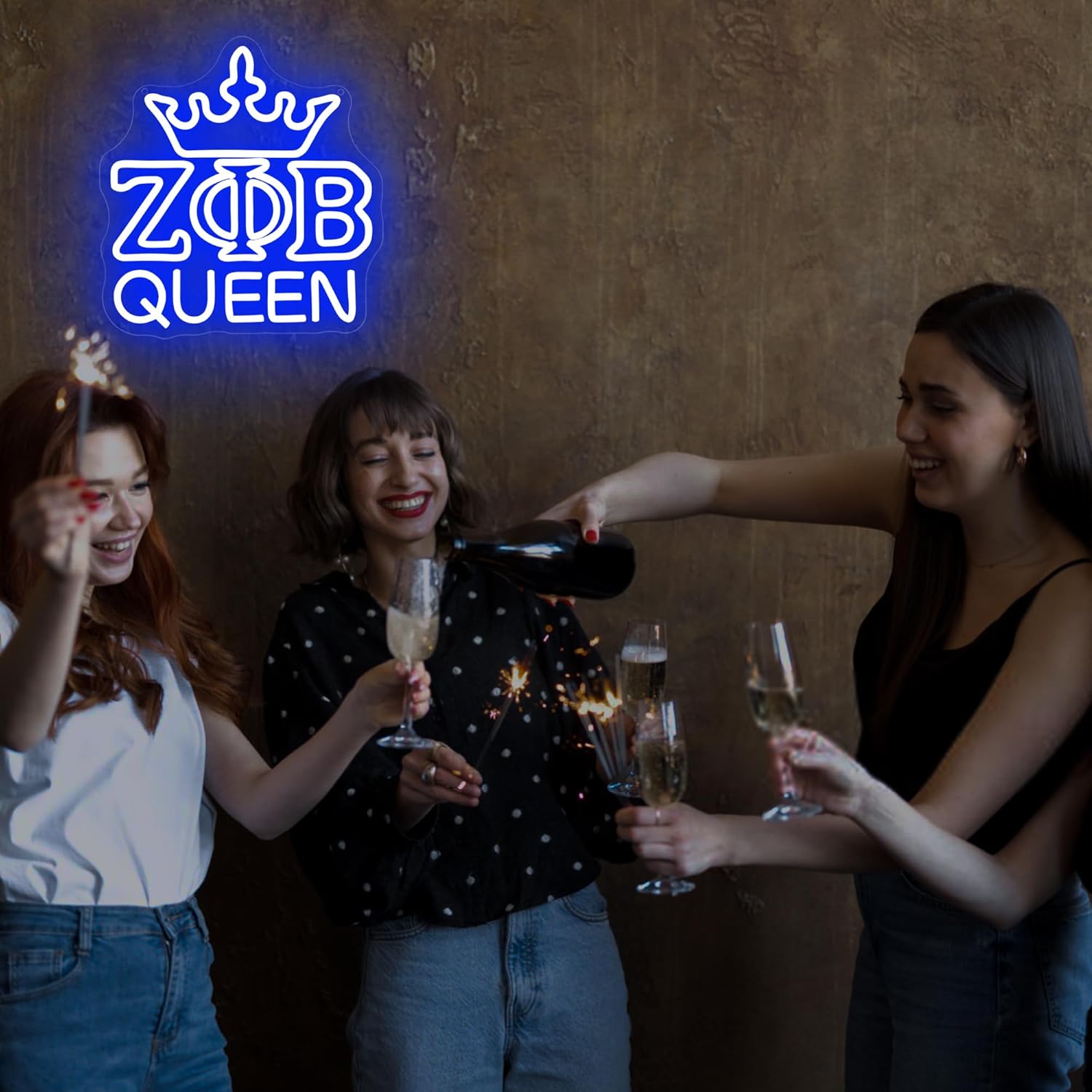 Zpb Sorority Neon Sign for Wall Decor Dimmable Zpb Sorority Neon Light Suitable for Gathering Party Living Room Bedroom Birthday Gift for College Students Light Up Sign for College Size12.5*11.8In(P147) - Image 5