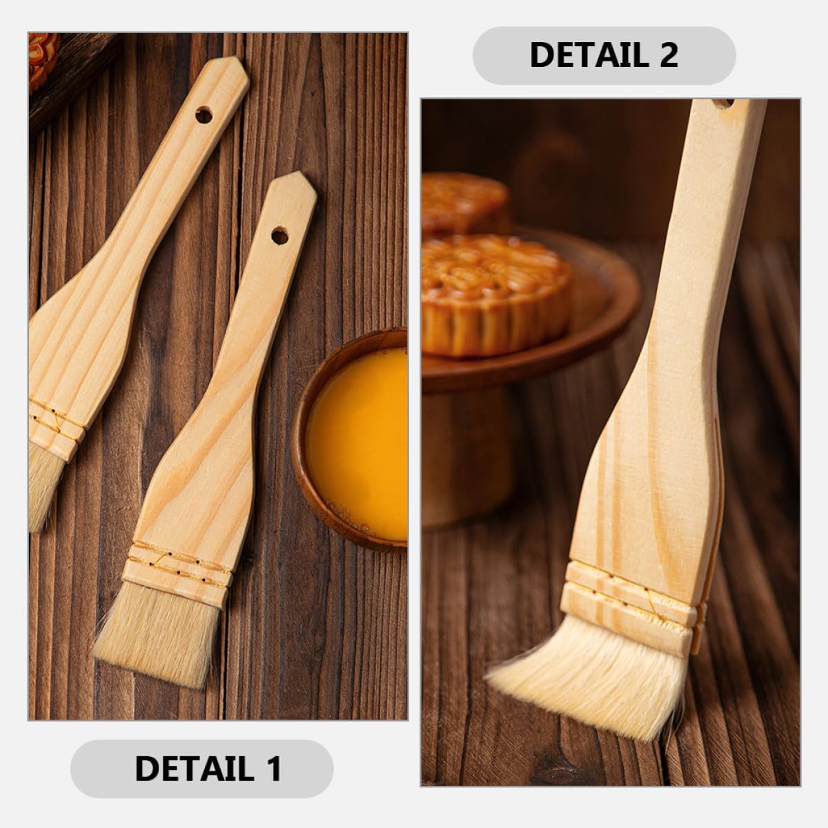 KICHOUSE Pastry Brush Wool Basting Brush Wooden Handle for Cooking and Bbq Grilling Multi-use Kitchen Tool