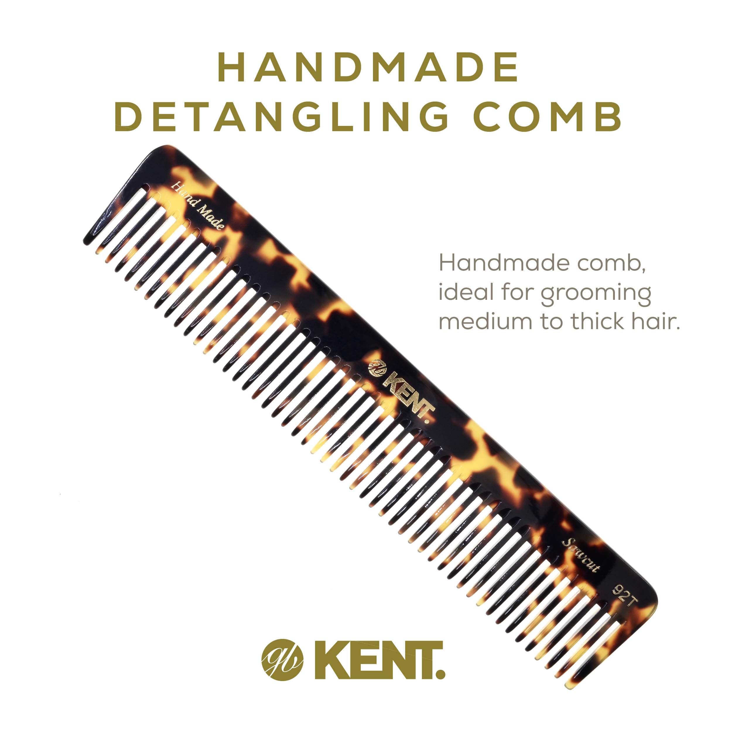 Kent 92TY Pettine districante a denti larghi per capelli ricci - Pettine districante per tutti i tipi di capelli, pettine per capelli da uomo e pettine bagnato per donne - KENT Comb Hair Styling e