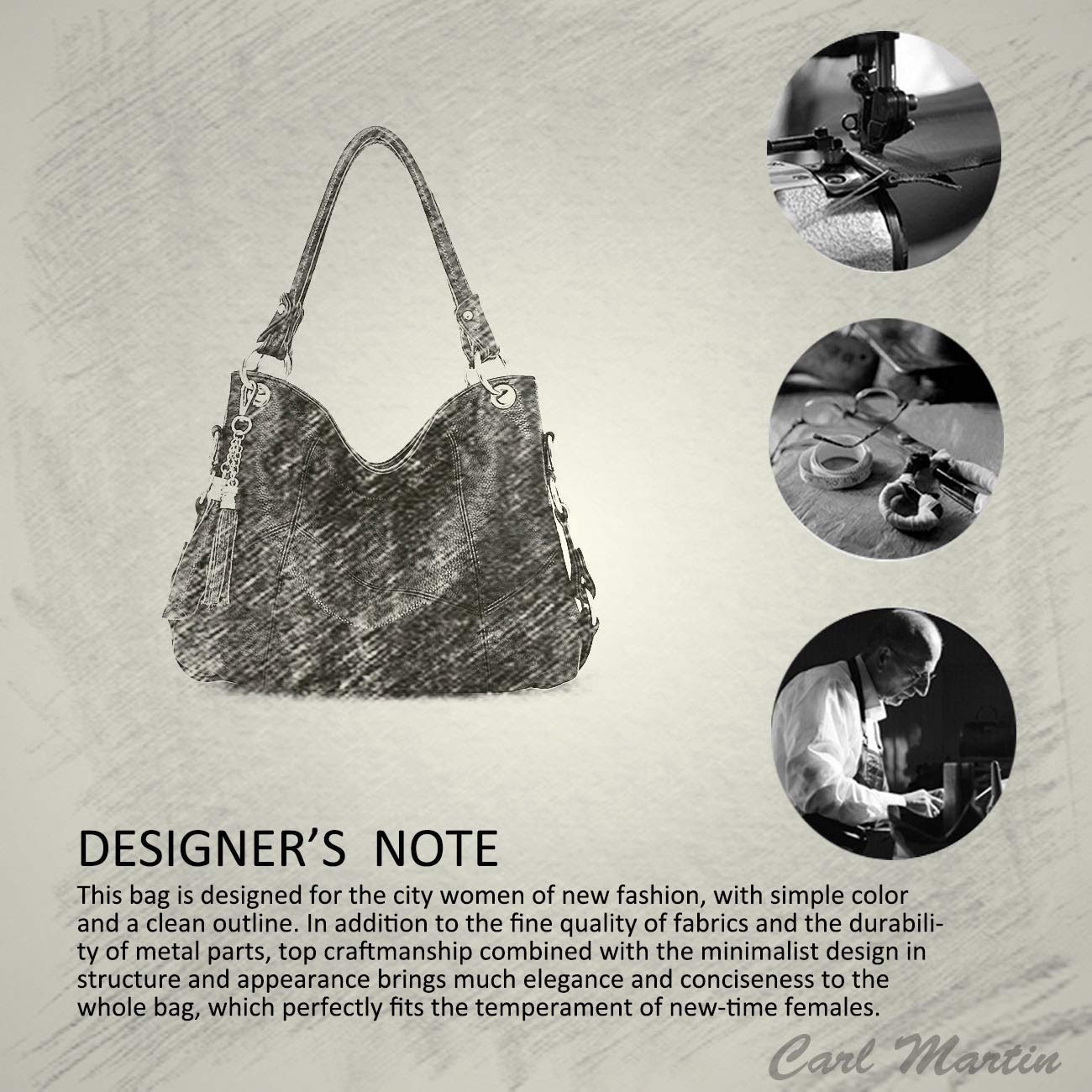 NICOLE & DORIS Sac à Main pour Femme Sac à bandoulière pour Femme en Cuir Sac fourre-Tout avec Pompon