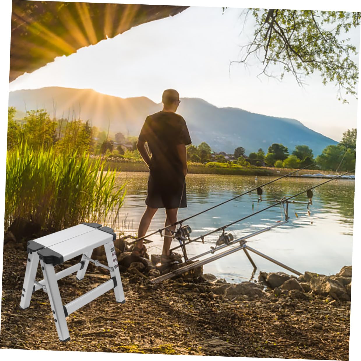 Mikinona Sgabello Pieghevole in Lega di Alluminio Portatile Sedia da Pesca e Trekking Compatta Sgabello Multiuso per Campeggio e Uso Domestico Elevata Capacità di Carico
