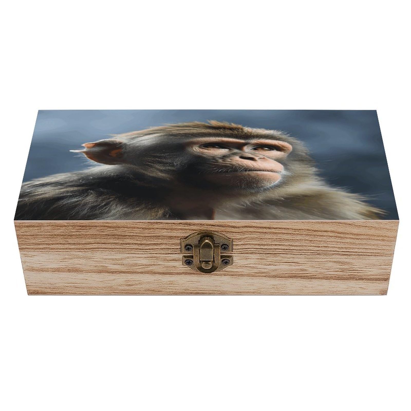 VstaDank Monkey Wooden Storage Box Wooden Keepsake Box with Hinged Lid Exquisite Solid Wood Decorative Jewelry Case Memory Box for Jewelry Photos Letters Crafts Trinkets