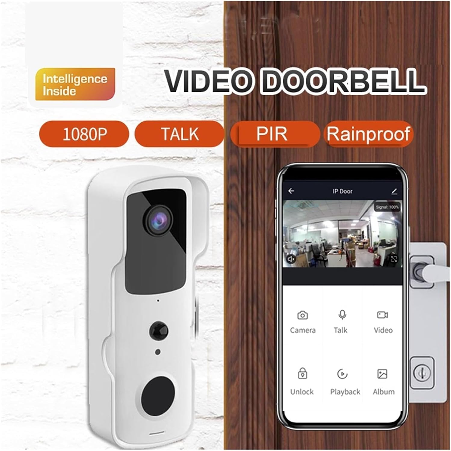 Inteligentny dzwonek do drzwi wideo bezprzewodowy Wi-Fi 1080p domofon dzwonek dwukierunkowy dźwięk ostry widok na żywo (czarny zestaw 3) dzwonek
