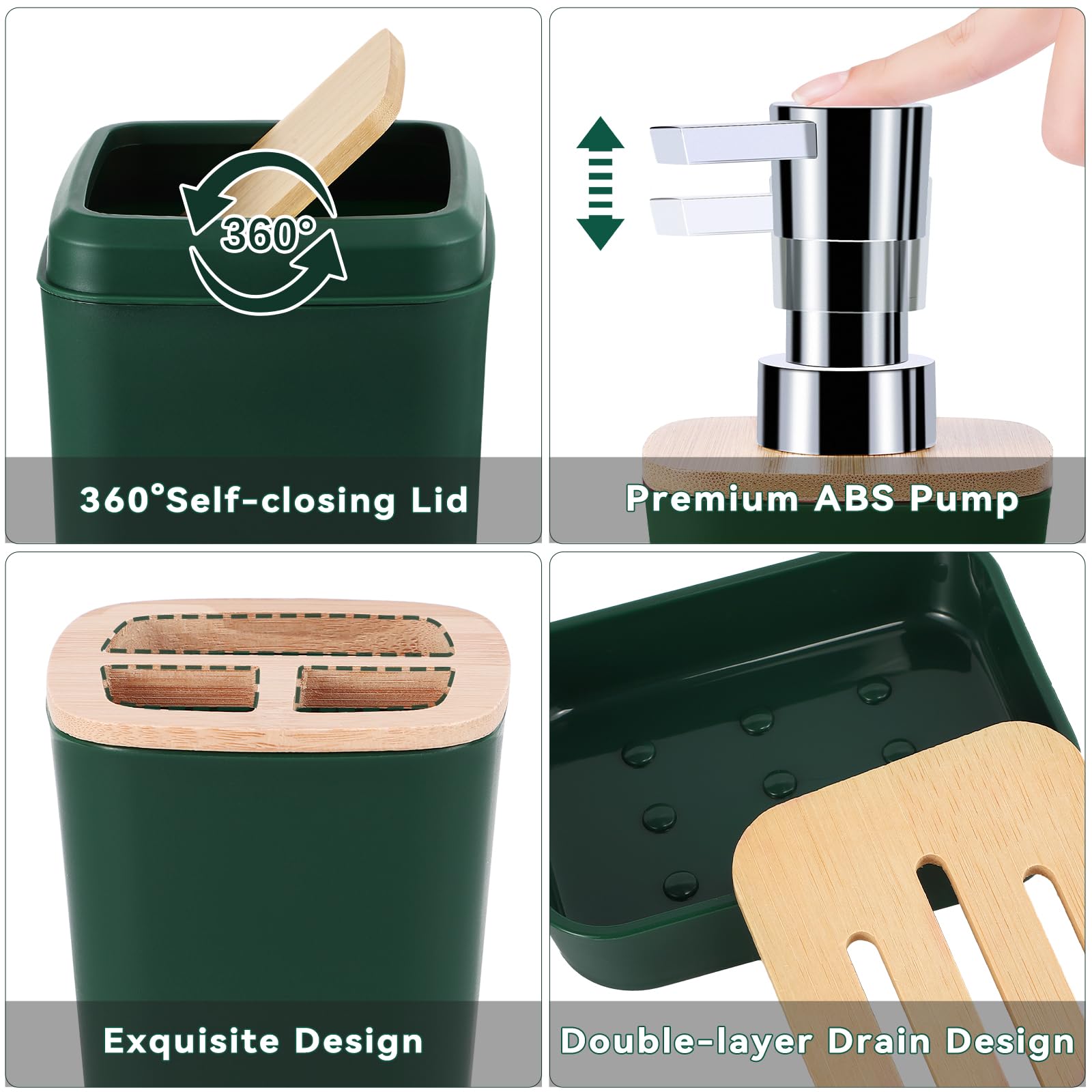 Set Da Bagno Con Dispenser Di Sapone, Scopino Per WC Bottiglia Di Lozione Cestino Per Spazzatura Contenitore In Plastica Per Bagno Blu 98824693