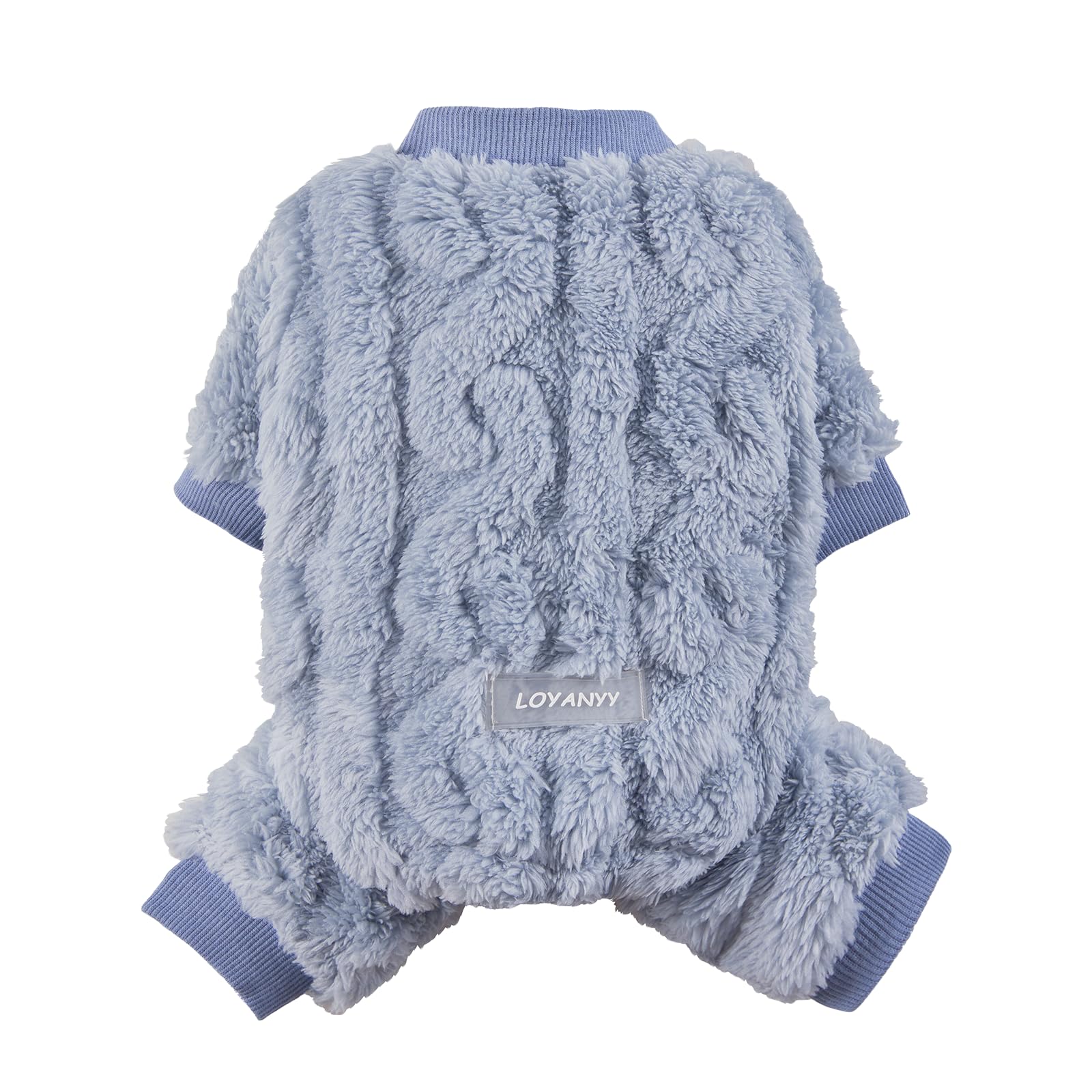 Loyanyy Plush Dog Pajamas for Cold Weather 4 Legged Clothes for Dog Cat Stretchy Puppy Kitten Onesie with Buttons Warm Soft Pet Jumpsuit Winter Coat