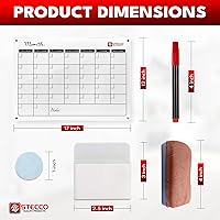 Vista 5 de STECCO Calendario magnético para nevera de borrado en seco. Calendario mensual acrílico de borrado en seco. Calendario magnético acrílico
