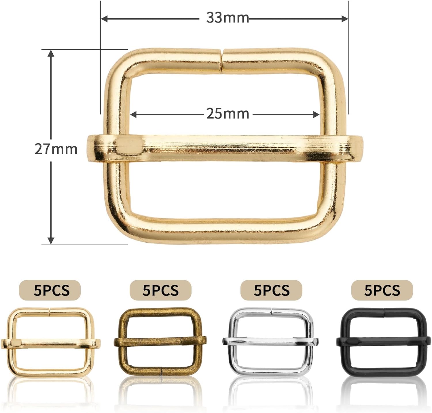 DEVPSISR Metal Buckles Adjustable Slide for Purse Bag Hardware Making Supplies Backpack replacement Hardware Pin Strap Buckle