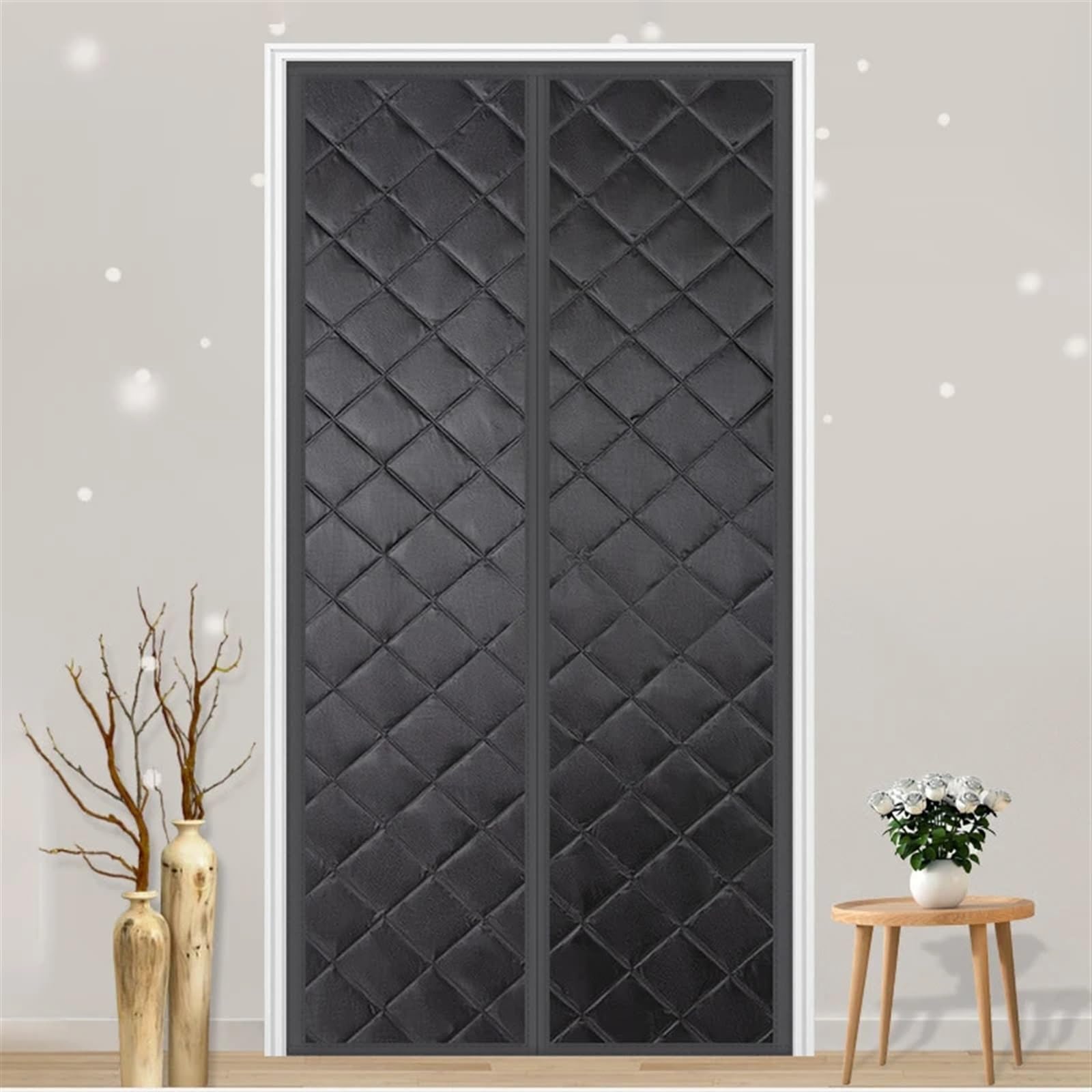 Tenda termica termica per porta, per l'inverno, magnetica, termica, per porta d'ingresso, mantiene al caldo e risparmia energia, grigio scuro, 90 x 210 cm