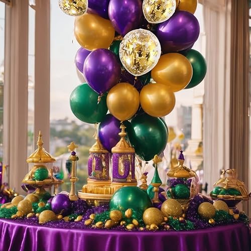 Miniatura 3 de GIFTEXPRES - Paquete de 50 globos de fiesta de Mardi Gras, globos de látex de Mardi Gras, morado, dorado, verde, Mardi Gras (50 Mardi Gras)