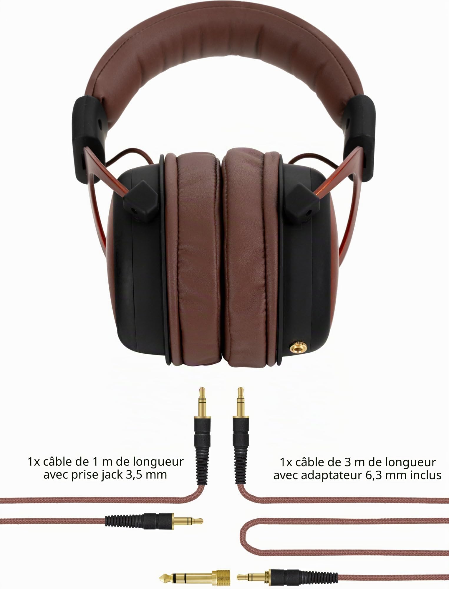 Pronomic KH-6093 KU Casque Studio Cuivre/Marron, Mini-Jack 3, 3 mm | Casque fermé Over-Ear très confortable, Impédance nominale: 60 ohms, Pression acoustique nominale: 98 dB (± 3 dB), 3 mm