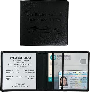 Car Registration and Insurance Holder, Waterproof Auto Glove Box Document Organizer with Magnetic Closure, Leather Car Document Wallet Case for ID Cards Driver License Paperwork (Black)