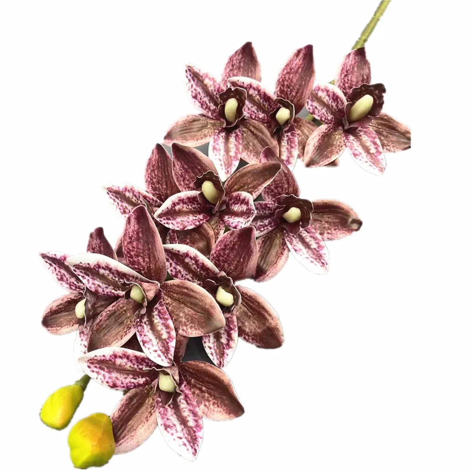 FonHNDG Artificial Flower Branches 4pcs Artificial Cymbidium Hookerianum 10 Heads Simulated Vanda Phalaenopsis(Color4)