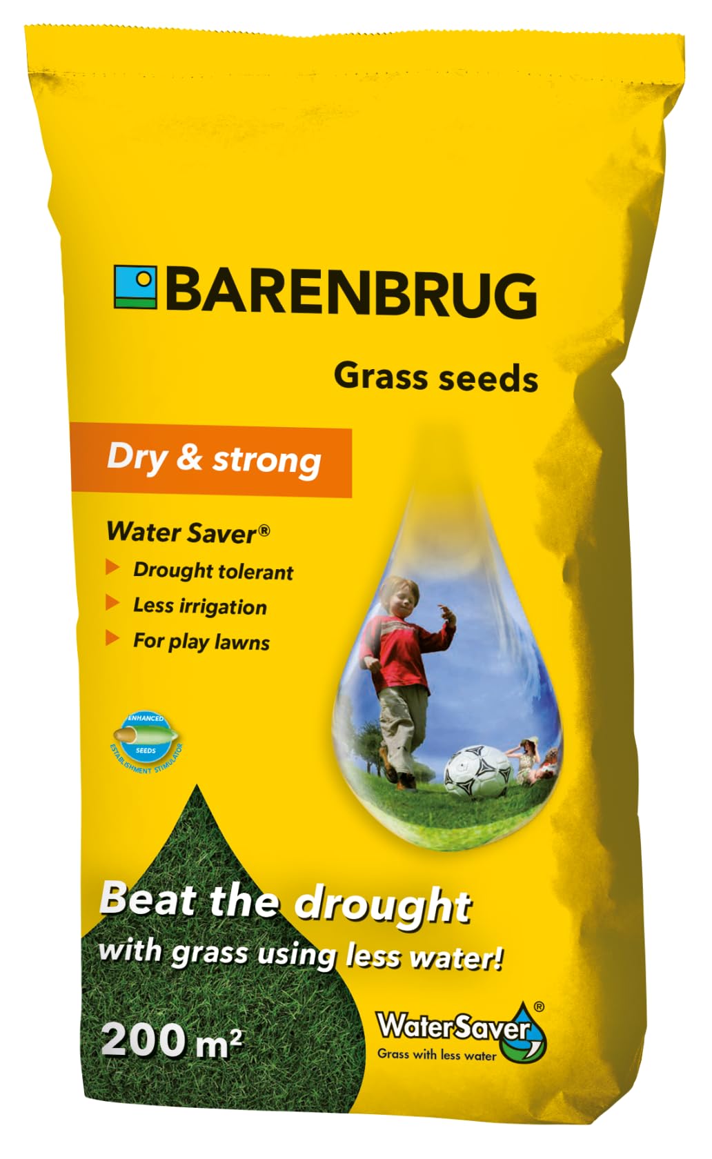 Barenbrug Grassamen 5 kg bis 200m2 - Water Saver - Beständig gegen anhaltende Trockenheit - Ökologischer Grassamen mit weniger Bewässerung - Tiefe Einwurzelung bis 60cm - Enthält Rohrschwingel