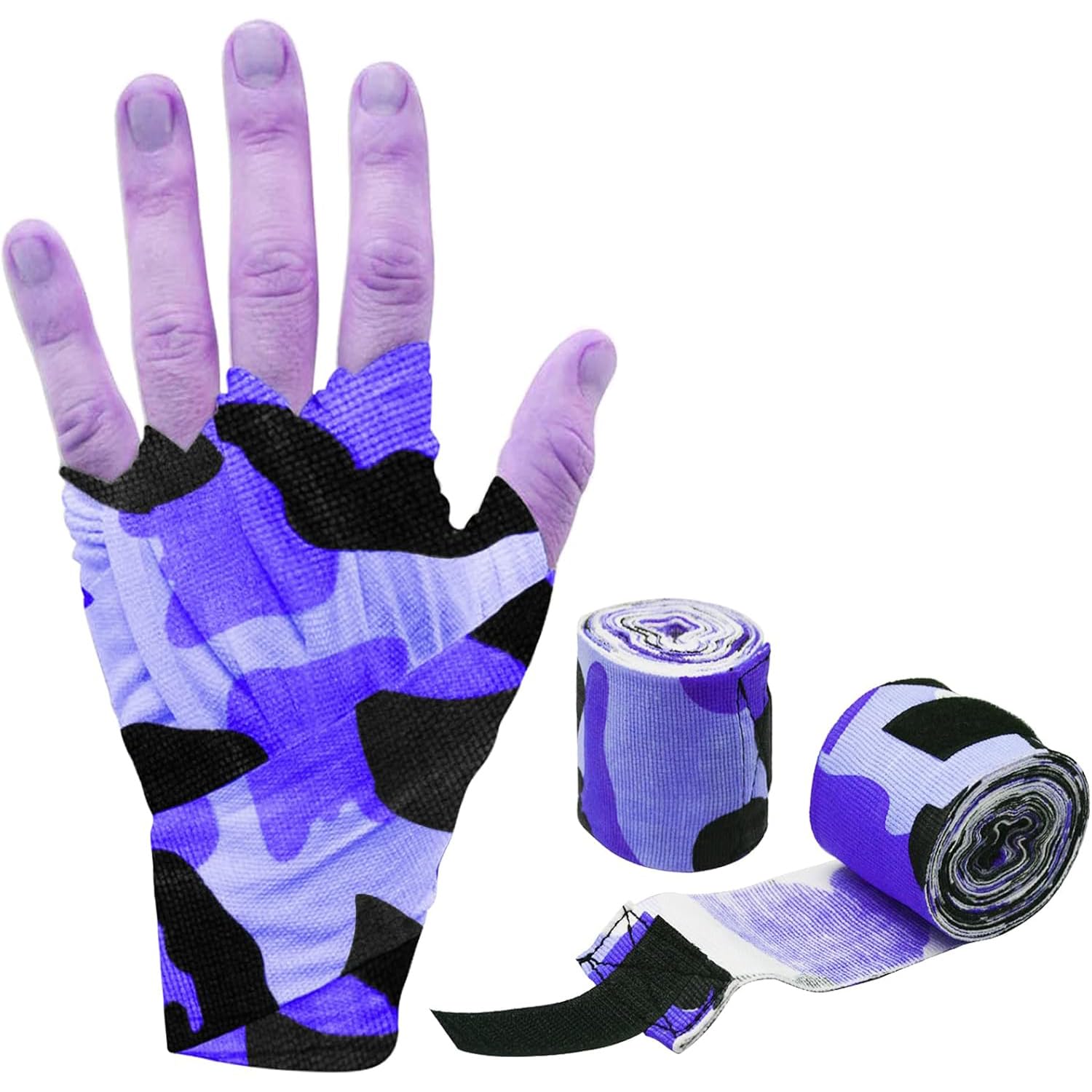 YNR MMA Boxing Hand Wraps - Inner Gloves, Short Boxing Bandages for Men, Women & Kids, Wrist Support Straps, Kickboxing Gym Wraps, Boxing & Glove Wraps | (Camo Purple) โ image 1