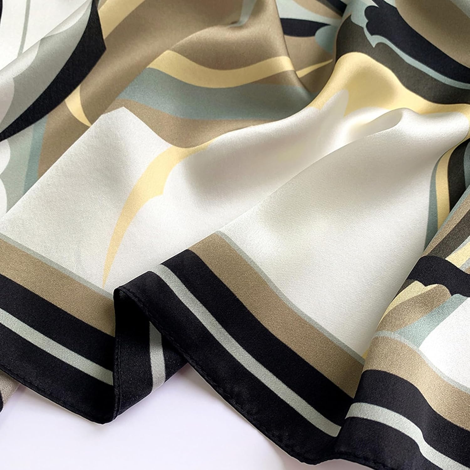 Pure Mulberry Silk Square Scarf - 27"x27" Printed Headscarf Neckerchief Hair Scarves for Women - Image 4