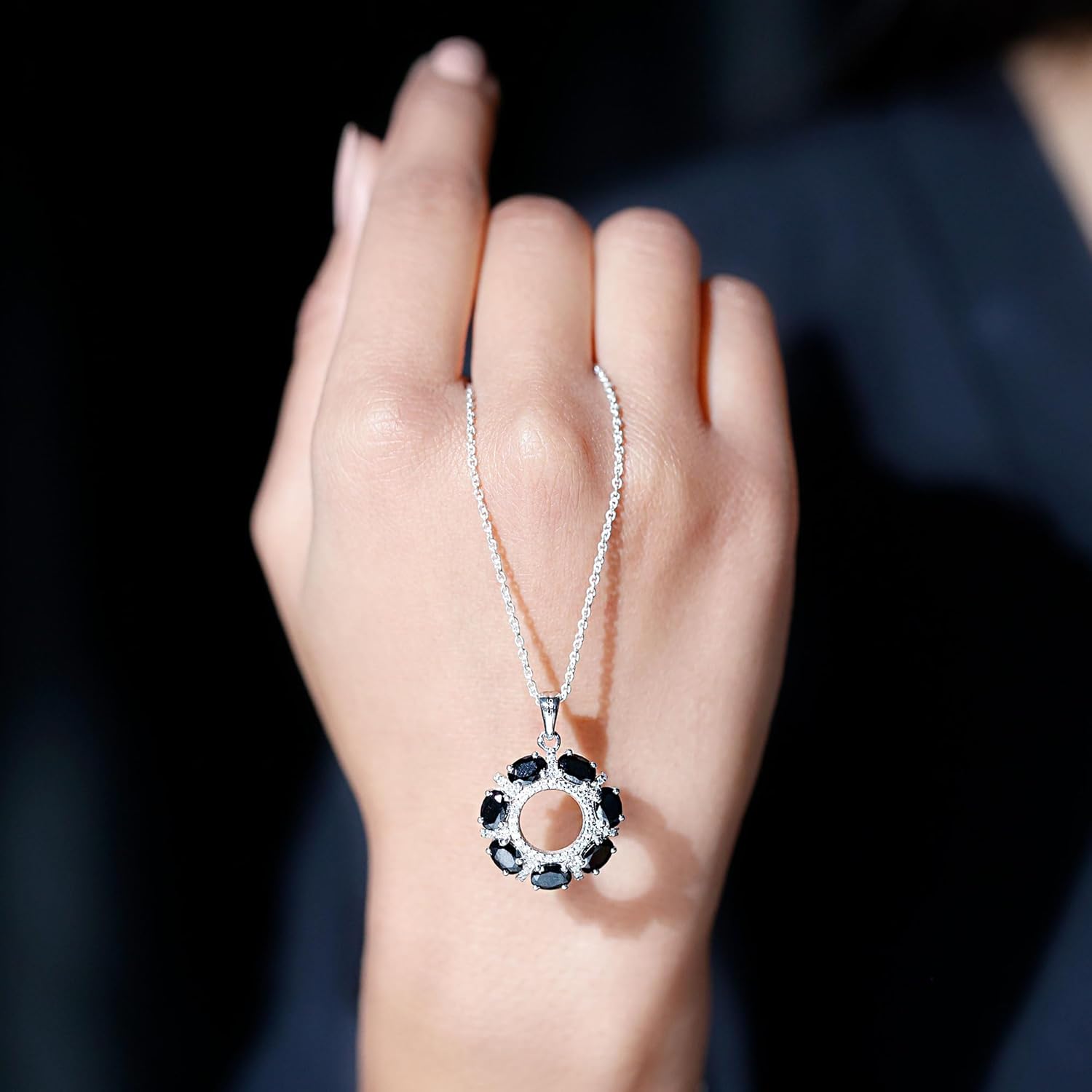 Natural Black Spinel Necklace With Silver Chain, Aaa Quality, Certified Spinel Eternity Necklace - Unique Gift For Women