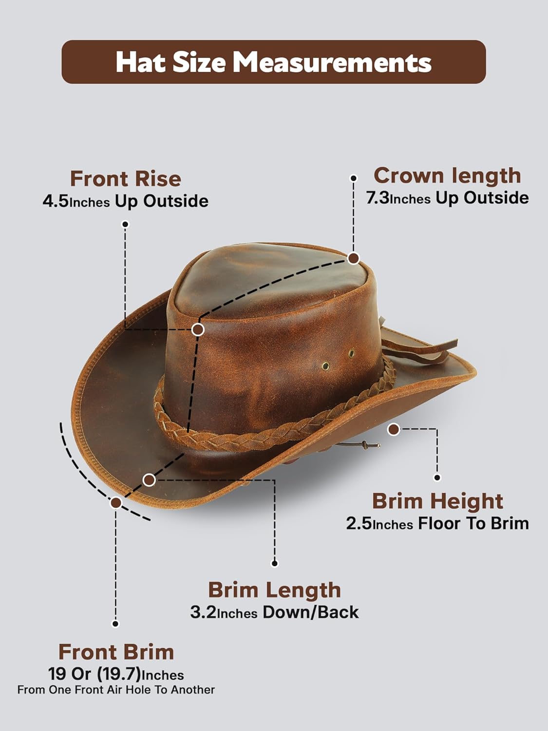 Genuine Leather Cowboy Hat for Men & Women – Western Outback Hat with Chin Strap & Sun Protection - Image 5