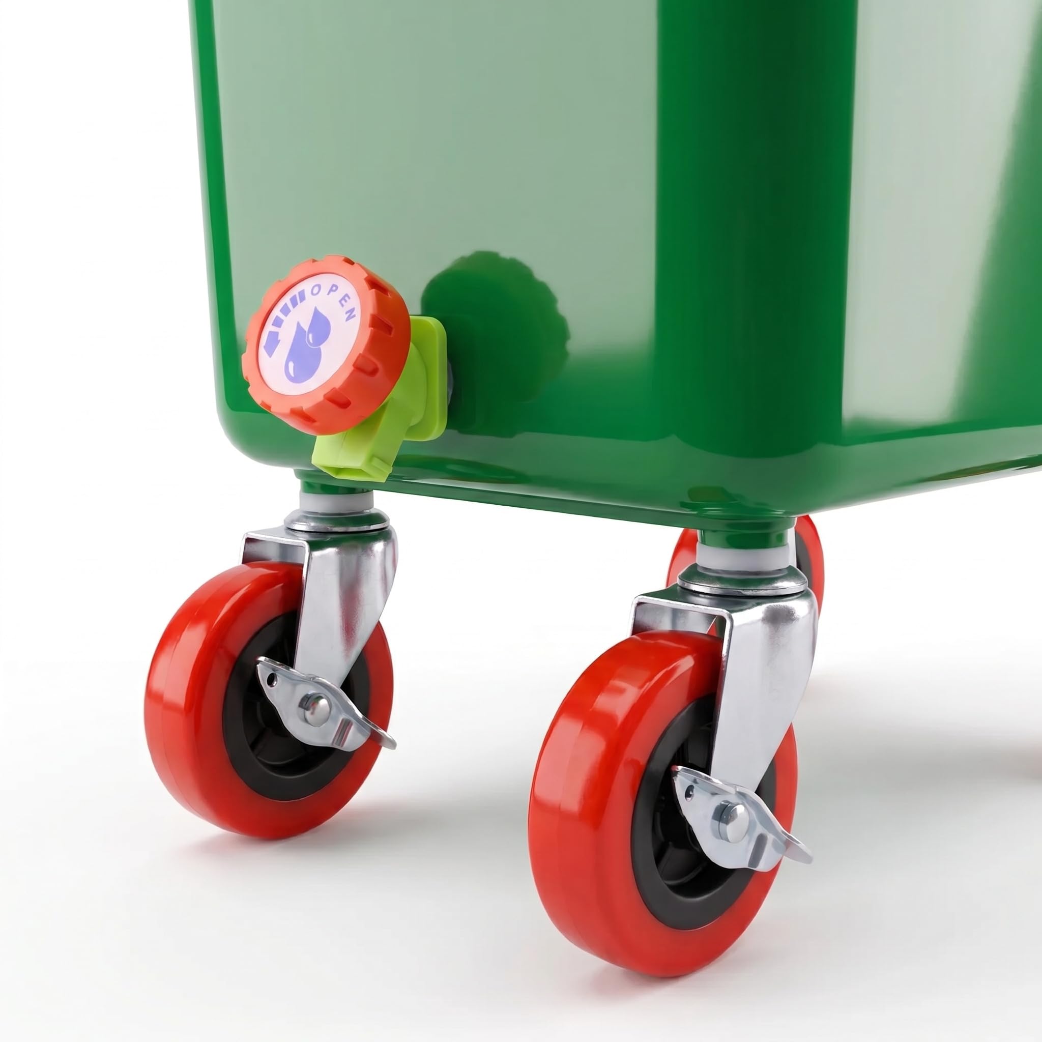 Cubo de basura de doble compartimento con ruedas de bloqueo, HDPE, 16 x 10 x 36 pulgadas, para bares, restaurantes y eventos (verde)