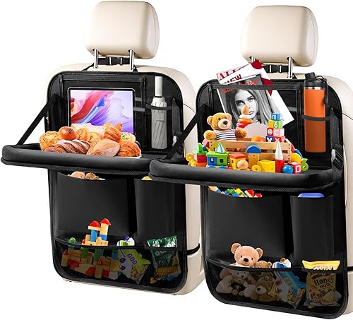 Paquete de 2 organizadores de asiento trasero de automóvil con bandeja de mesa plegable, 6 bolsillos de almacenamiento para automóvil con soporte disponible en Yaxa Guatemala