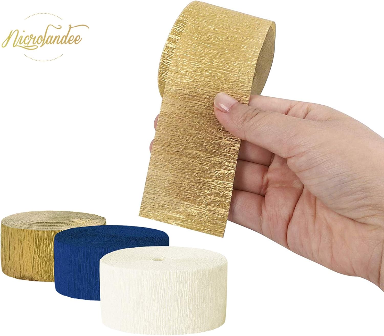 NICROLANDEE Navy Blue Party Decorations - 6 Rolls Navy Blue Gold Crepe Paper Streamers Tassels Streamer Paper for Navy Party Get Ready Bridal Shower Wedding Engagement Birthday Graduation Supplies : Home & Kitchen