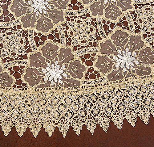 Simhomsen COMINHKPR125673 Beige Embroidered Lace Tablecloth 60 × 84 Inch Oval thumb #2