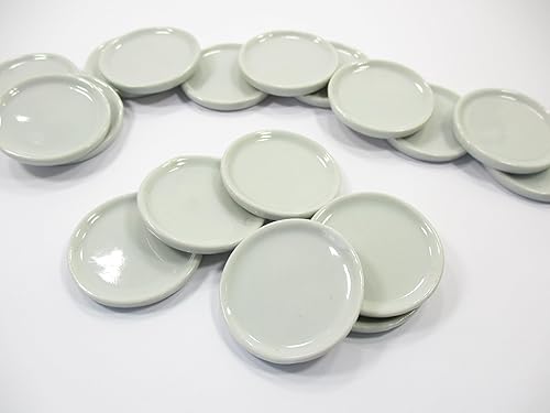 Plato redondo blanco de 0.236x1.457 in Casa de muñecas Casa de muñecas Utensilios de cocina de cerámica en miniatura Deco 1:6 10681