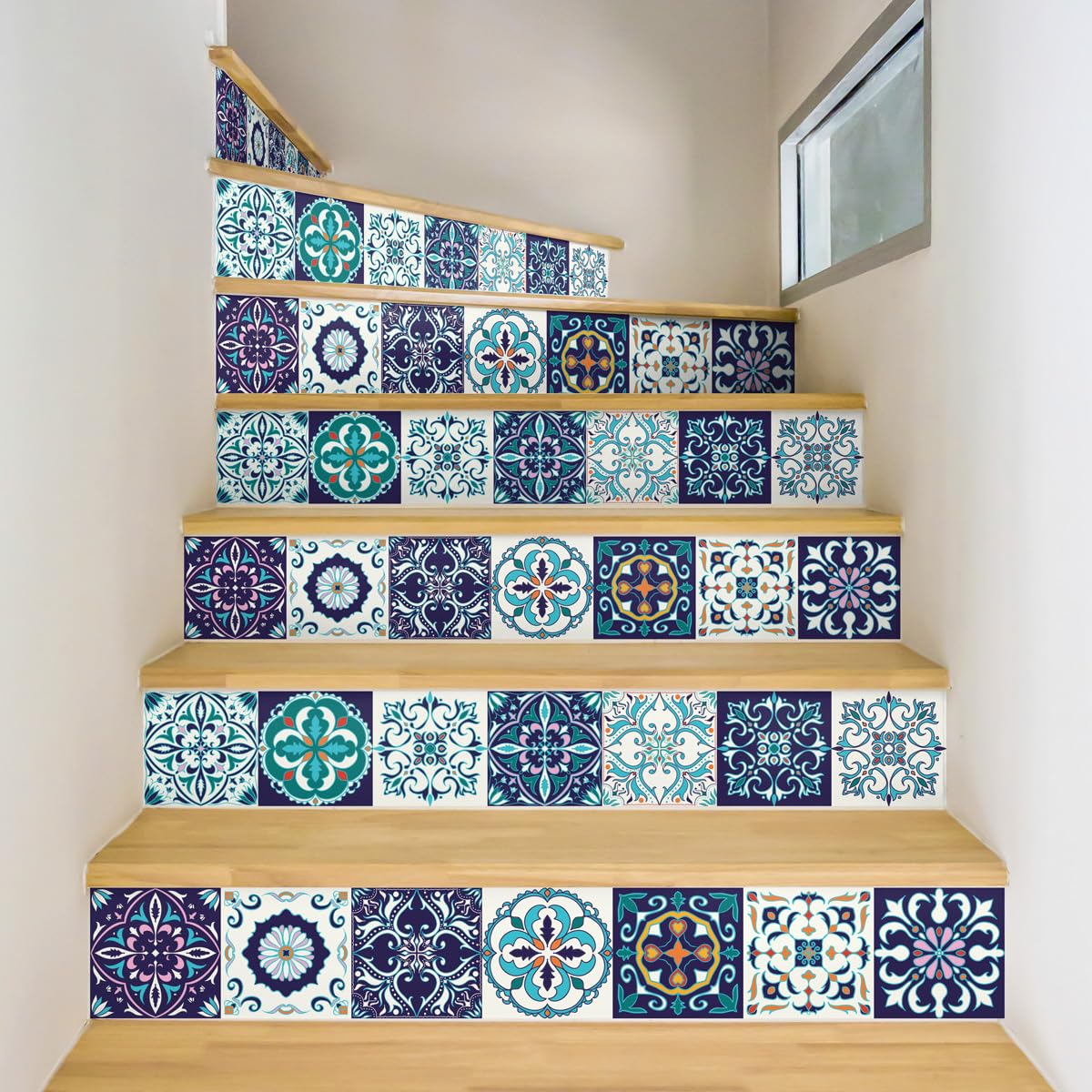 Ambiance Sticker Nando Stair Tile Stickers for Stairs Tiles - 2 Strips of 16.5 x 115.5 cm, 2 bandes (16.5 x 115.5 cm)