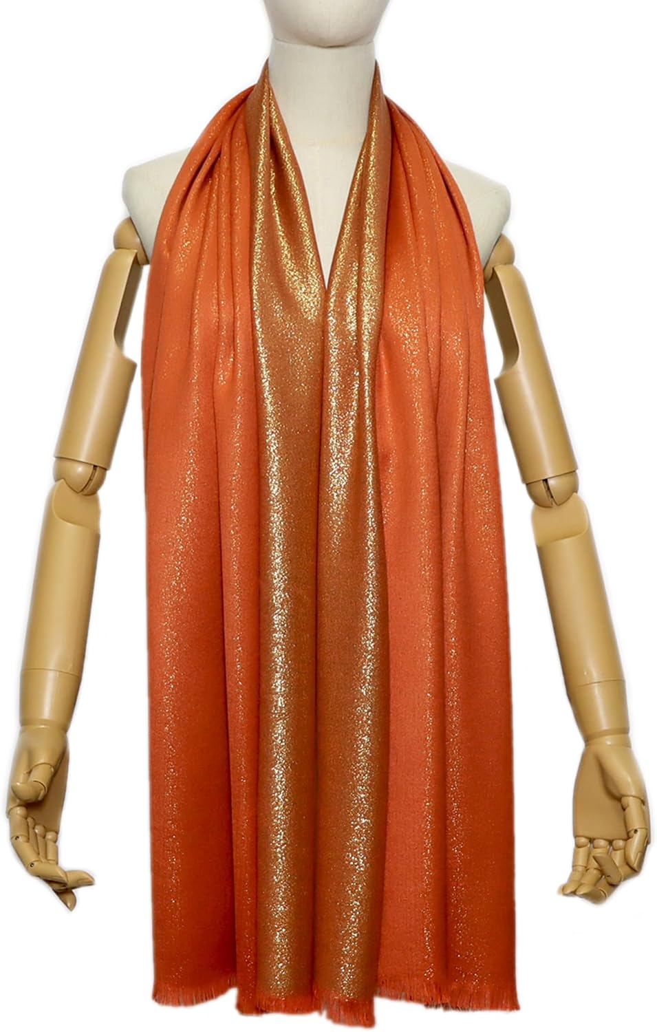 Gragengs Women's Sparkling Metallic Pashmina Shawls and Wraps Long Party Scarf Solid Color Two Tone - Image 5