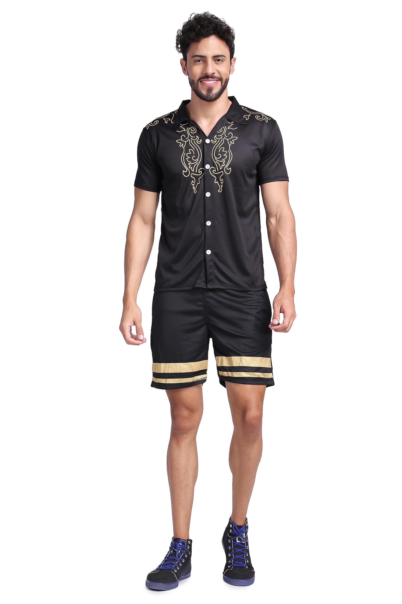 yellow tree "GOLD PRINT FLOWER Design Men Imported Co-Ord Set (FT-Gold-PrintFlower-013)-picture-26