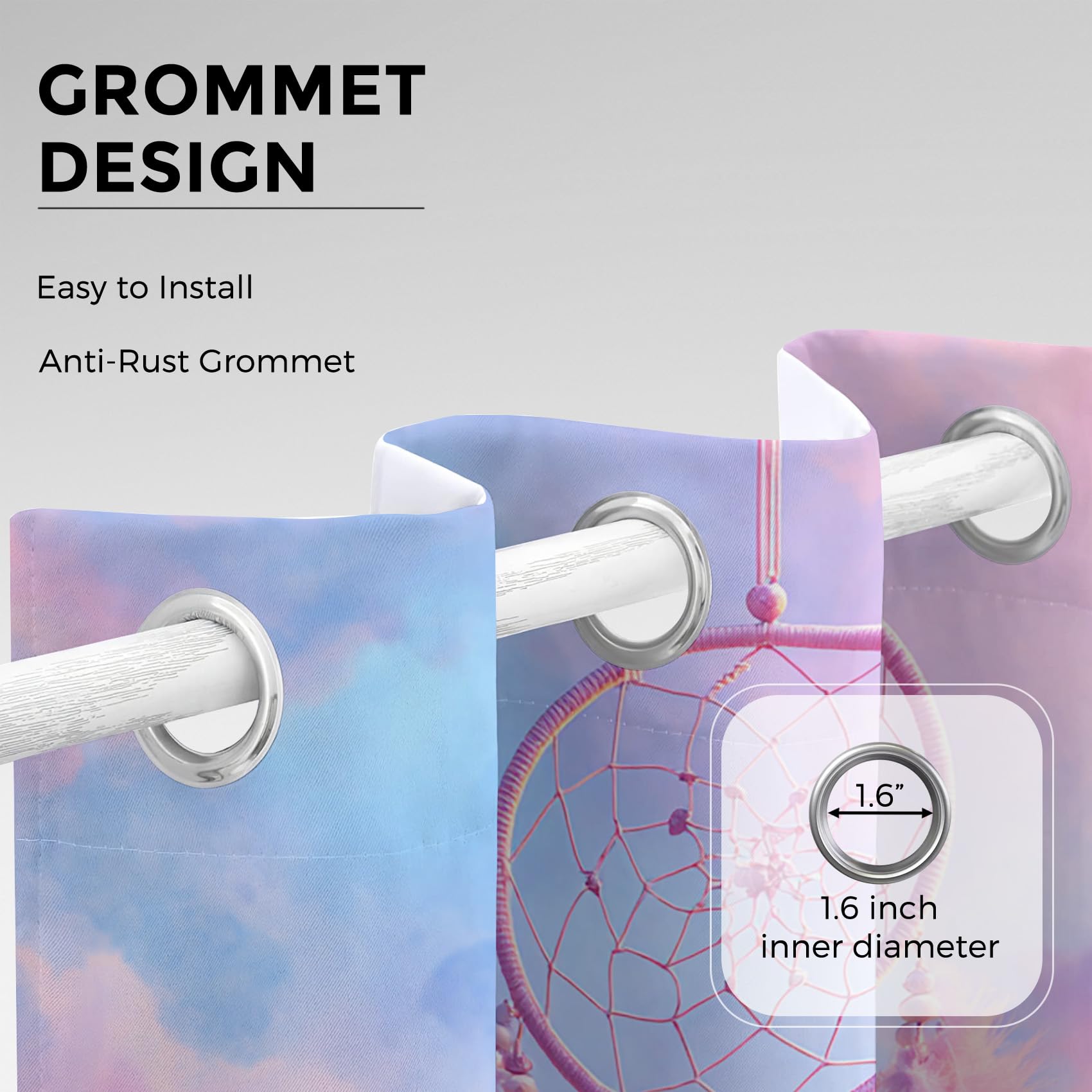Generisch Blickdichte Vorhänge Traumfänger, Wohnzimmer Schlafzimmer Deko, Traumfänger Rosa Gardinen mit Ösen, Thermo Verdunklungsvorhänge 2er Set H175 x B140 cm pw&28