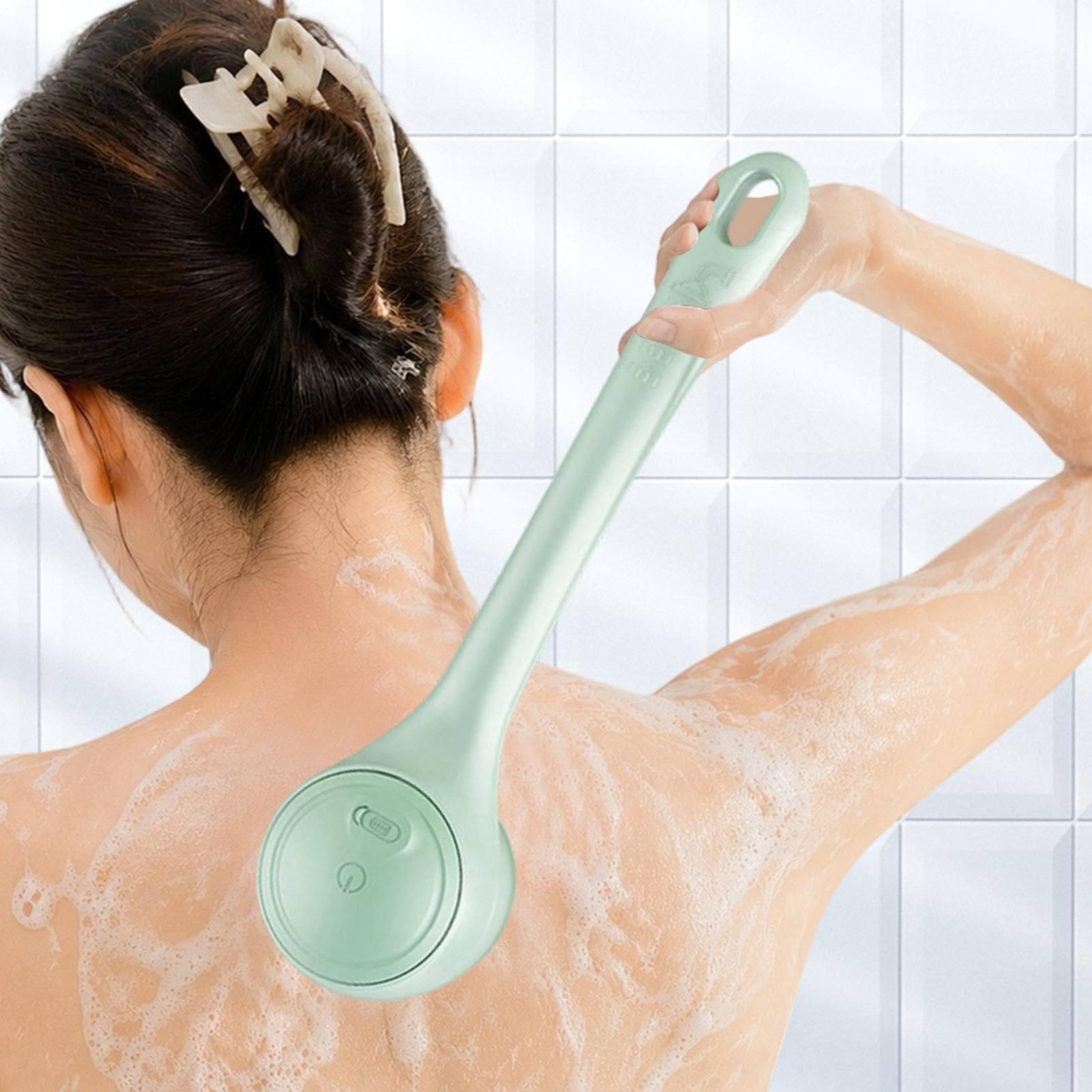 Cepillo Corporal Eléctrico Exfoliante Rotatorio De 2 Velocidades Con 4 | Cepillo Corporal Exfoliante Impermeable con Doble Mango para Cuidar la Piel a Diario en Baño Spa