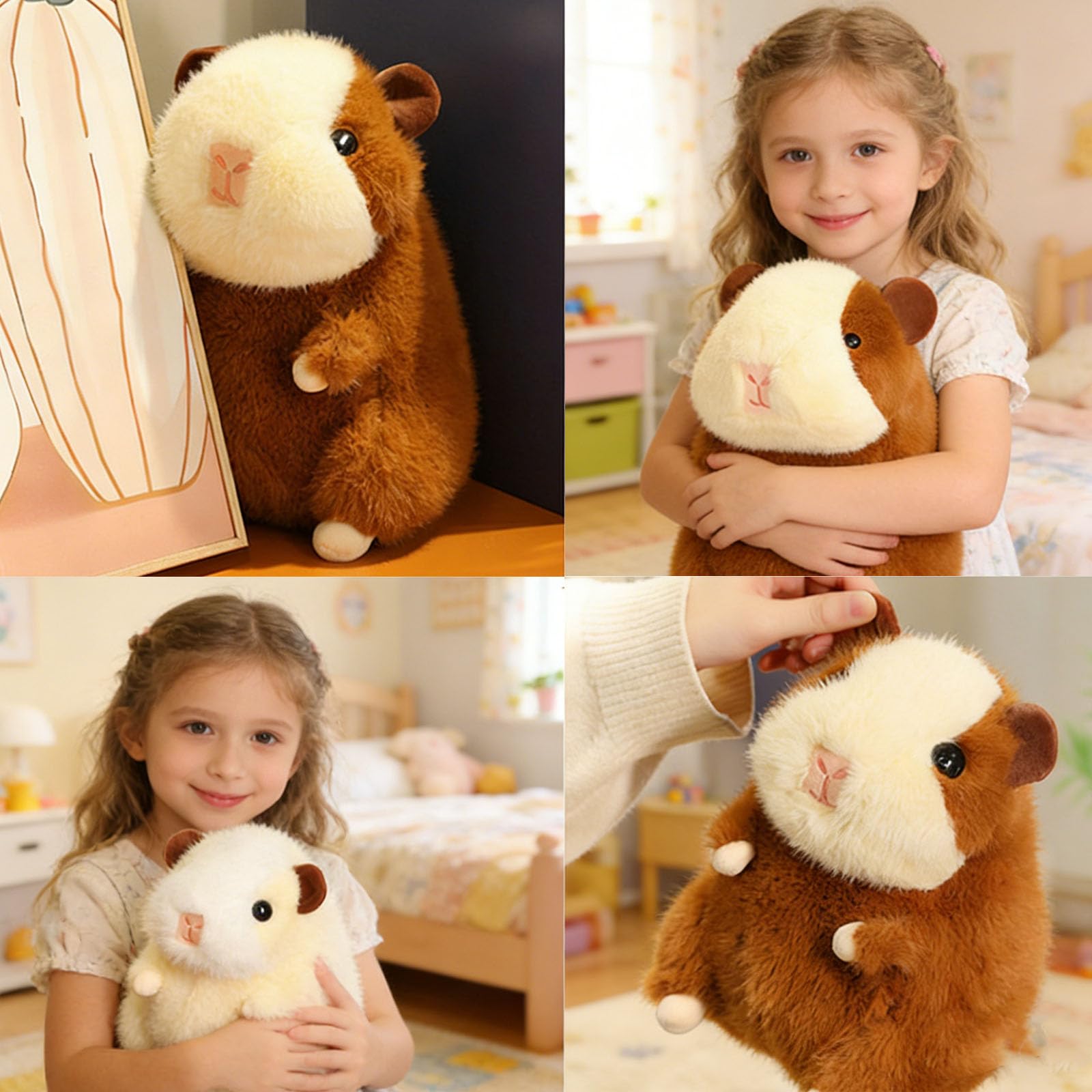 Plüschtier, Niedliches Meerschweinchen-Plüschtier, weiches molliges Hamster-Stofftier, Kuscheltier for Mädchen und Jungen(Beige,26cm)