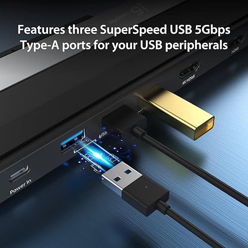 Miniatura 5 de j5create Estación de acoplamiento HDMI dual USB-C (10 en 1), pantalla HDMI dual 4K + 1080p, USB-A x3 de 5 Gbps, lector de tarjetas SD, PD 100 W,
