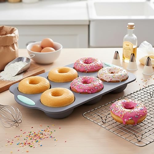 Miniatura 7 de 2PCS Silicone Muffin Pans 6 Cavity Food Grade Cupcake Molds Nonstick Easy Demold Donut Baking Pans Dishwasher and Oven Safe Baking Trays for