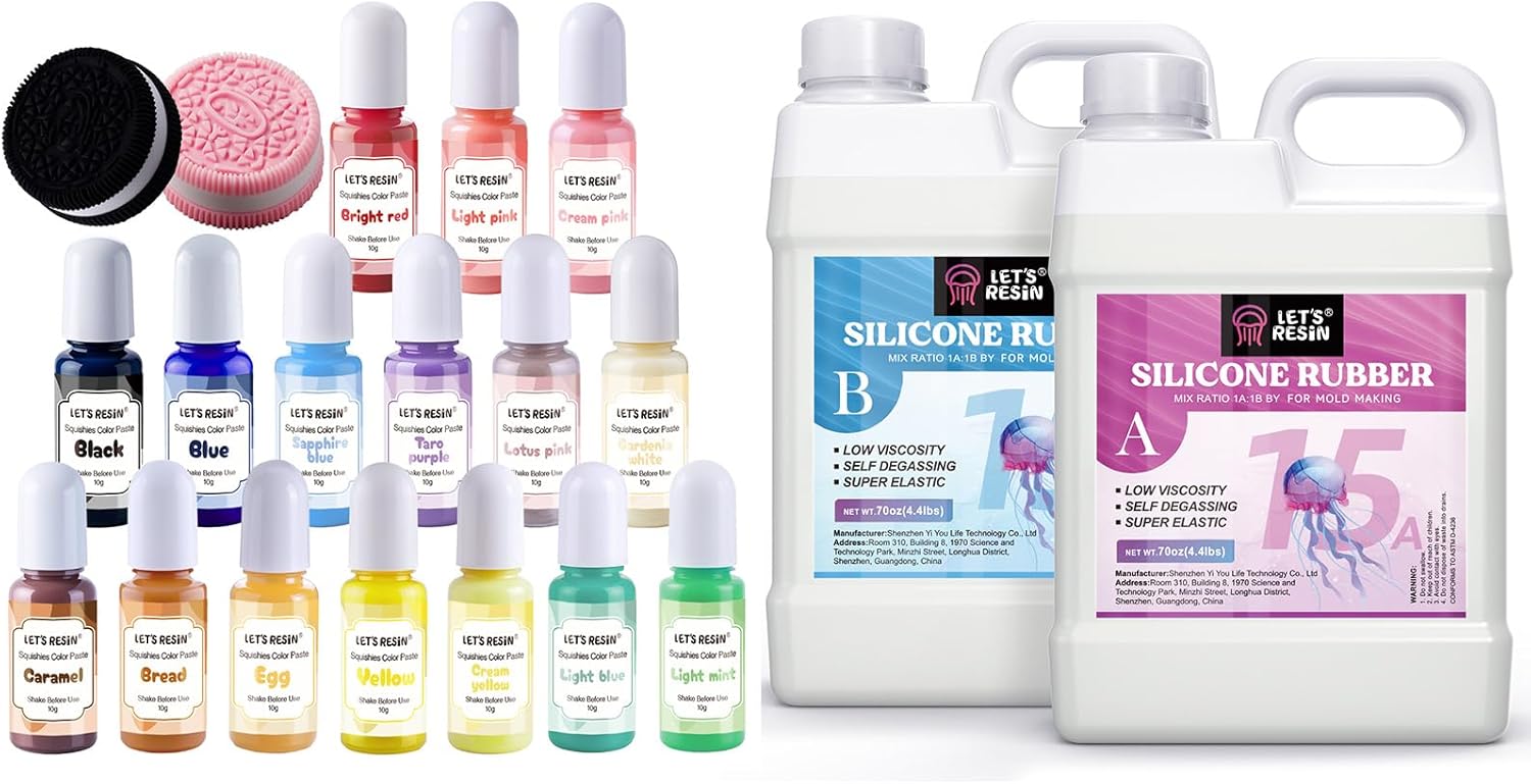 LET'S RESIN Silicone Pigment Dye and 140oz Silicone Rubber
