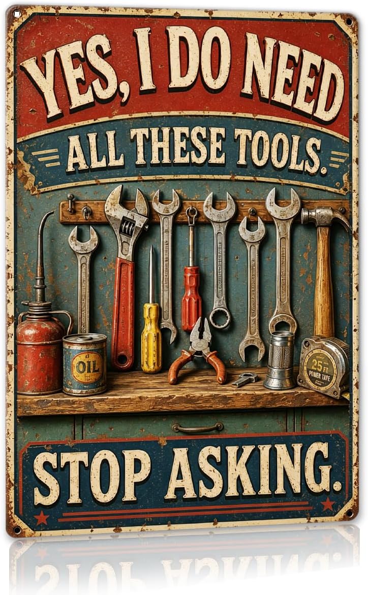 Funny Garage Metal Sign Vintage Tool Sign Wall Decor 12 x 8 Inch