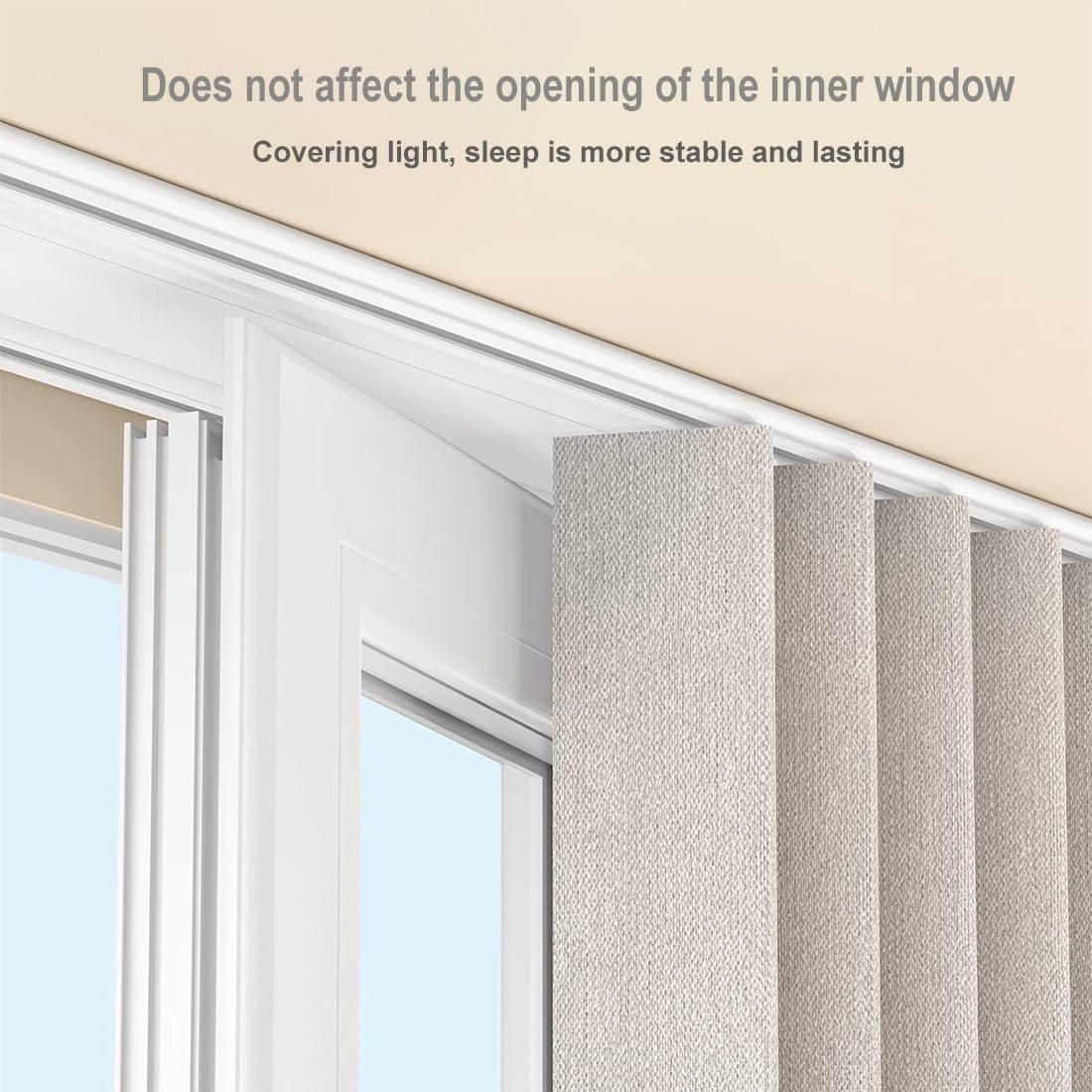 Kit de tringle à rideaux double en aluminium fin – Parfait pour les fenêtres à ouverture vers l'intérieur – Installation facile pour une décoration d'intérieur élégante – Longueur réglable et design