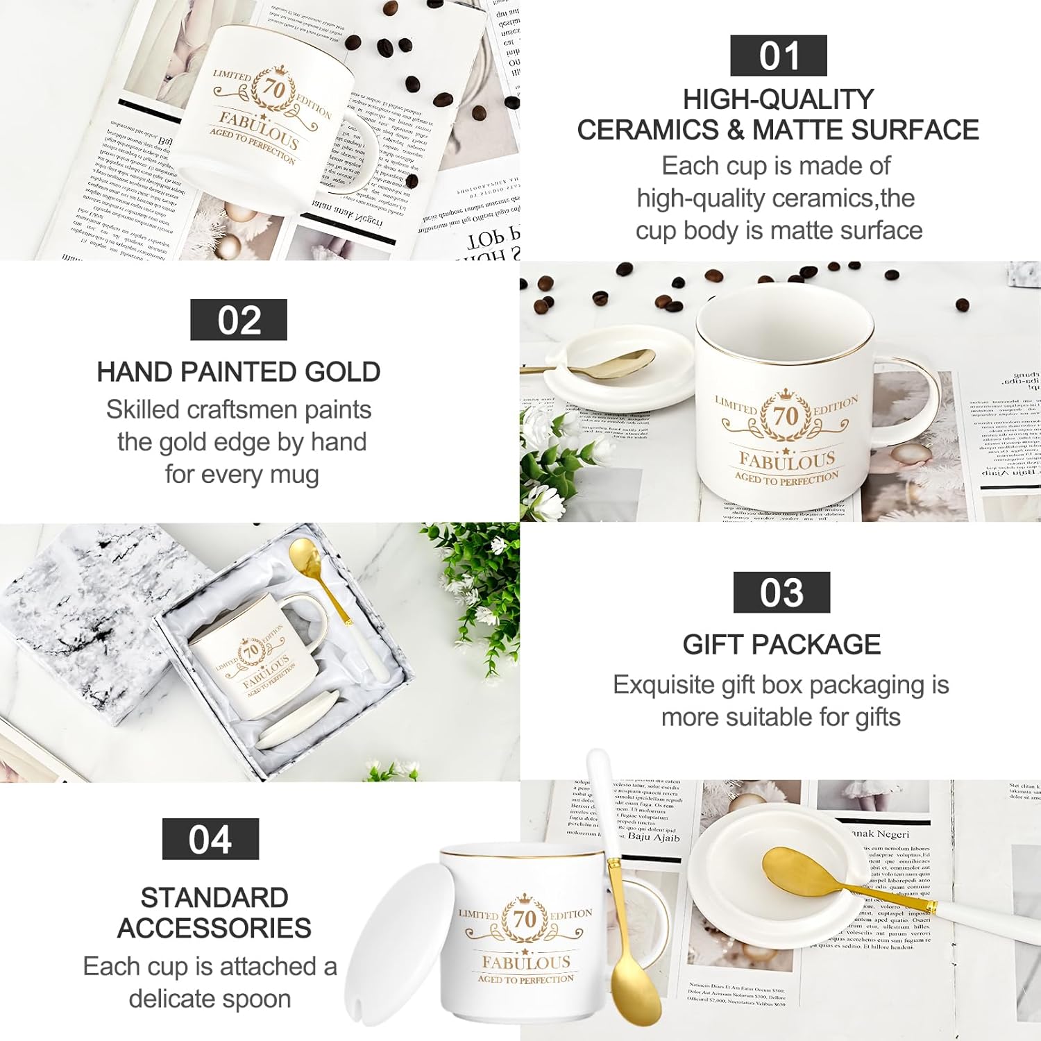 Cabtnca 70th Birthday Gifts for Women, Gifts for 70 Year Old Woman, 70 and Fabulous, Limited 70 Edition Mug, 70th Birthday Gift Ideas for Grandma Mom Aunt, 70th Birthday Mug, 12Oz - Image 7