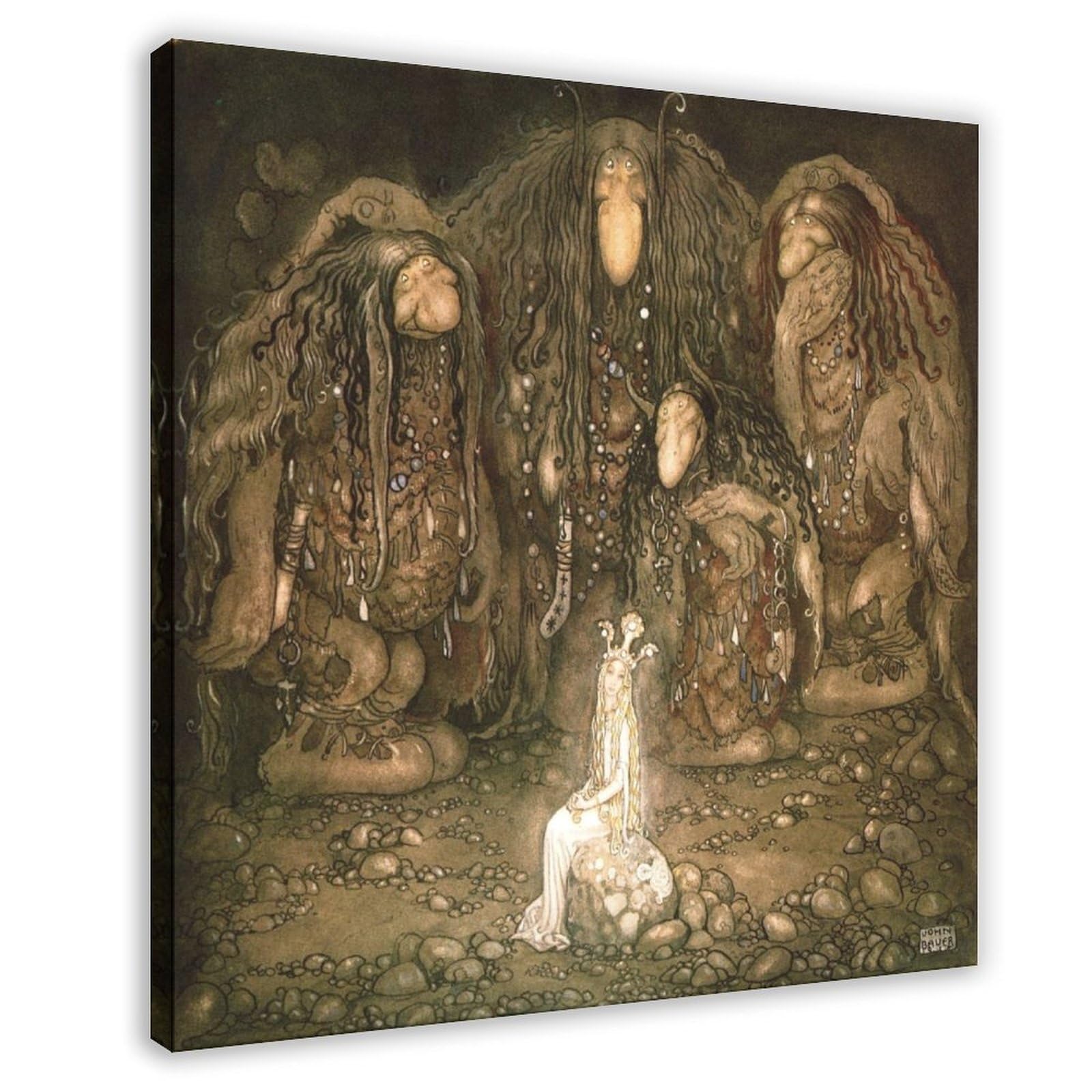 Impression sur toile John Bauer tableau décoration murale 50x50cm