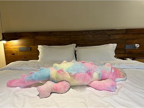 Miniatura 3 de Hofun4U Almohada de felpa de cocodrilo, animal de peluche de cocodrilo de 46 pulgadas, almohada de peluche de cocodrilo colorido, decoración del