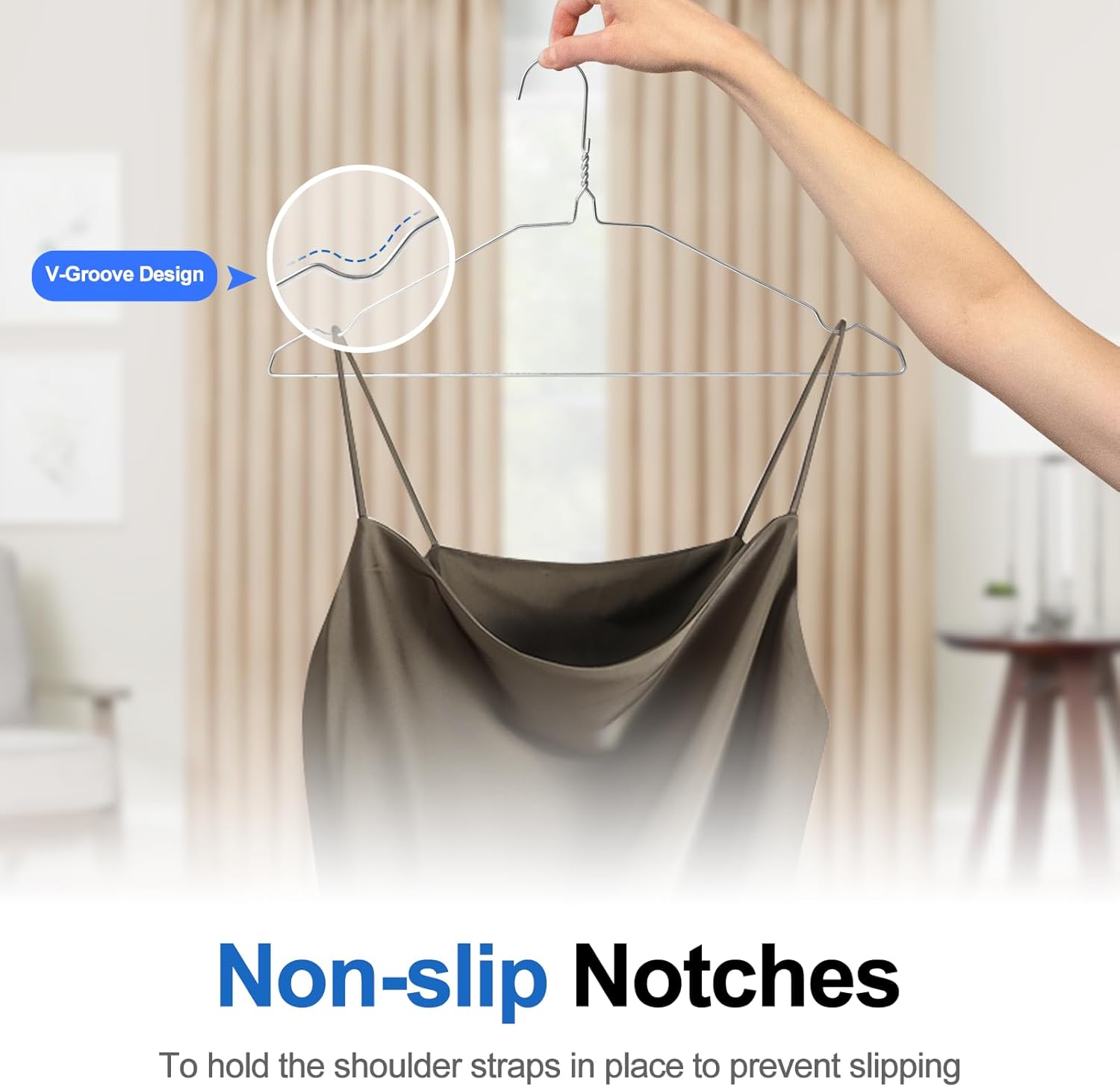 Wire Metal Hangers 60 Pack, Heavy Duty Clothes Hangers, Non Slip, Ultra Thin, Space Saving for Closet Clothing Shirts Suits Pants, 16inch