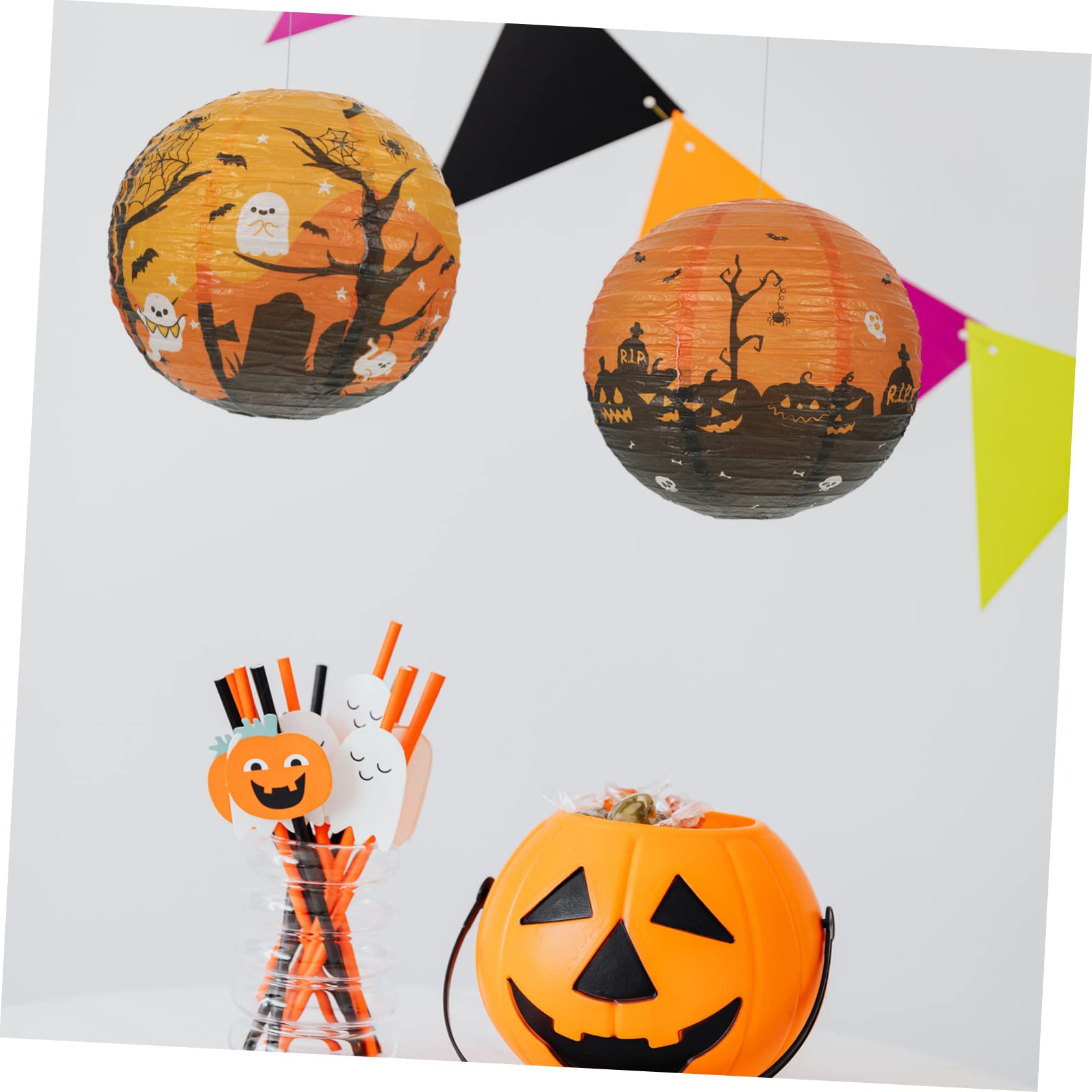 Lanternes Papier Halloween 6 Pièces - Forme Globe Oculaire Effrayant - À Suspendre Intérieur/extérieur - 2