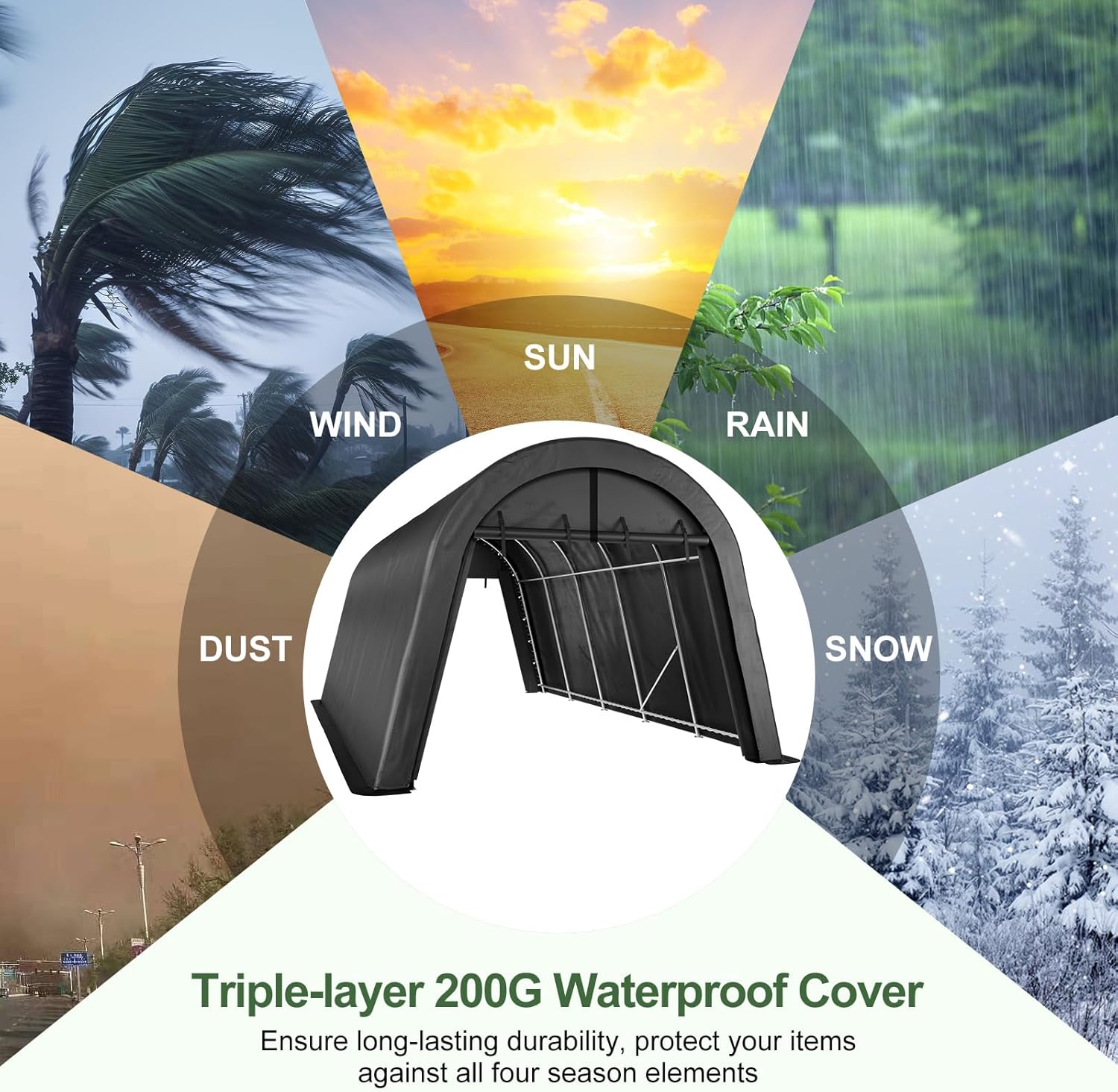 Portable Garage, Carport Canopy 12x20 FT Heavy Duty Car Port with Reinforced All-Steel Frame, Car Tent Garage with Zipper Doors for Outdoor Waterproof and UV Resistant Anti-Snow All Covered Carports Portable Garage, Carport Canopy 12x20 FT Heavy Duty Car Port with Reinforced All-Steel Frame, Car Tent Garage with Zipper Doors for Outdoor Waterproof and UV Resistant Anti-Snow All Covered Carports