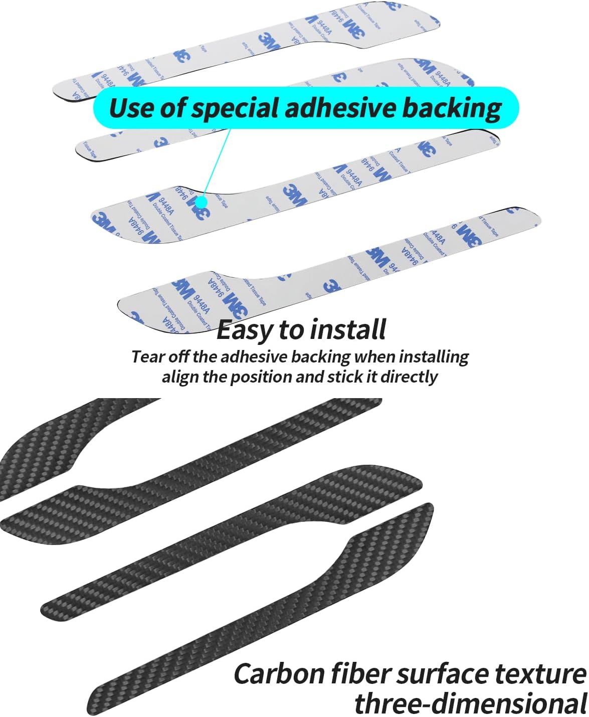 Real Carbon Fiber Door Handle Cover for Tesla Model 3&Y, 4PCS Outside Door Handle Cover Trims Decoration Accessories for Tesla Model 3/Y-2017-2025(Matte Carbon Fiber)